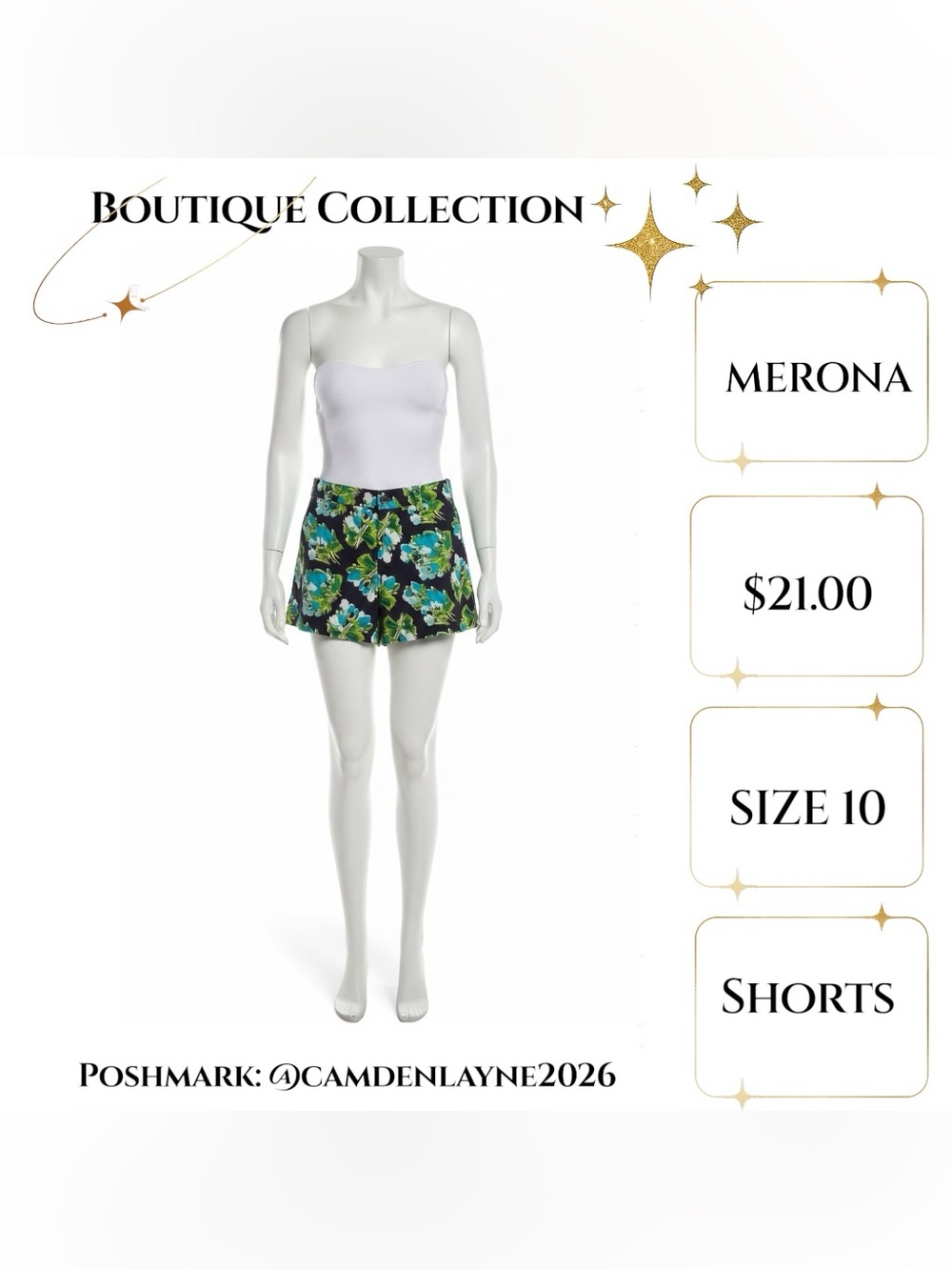 Merona Floral Print Summer Shorts in Black, Blue & Green - Picture 2 of 8